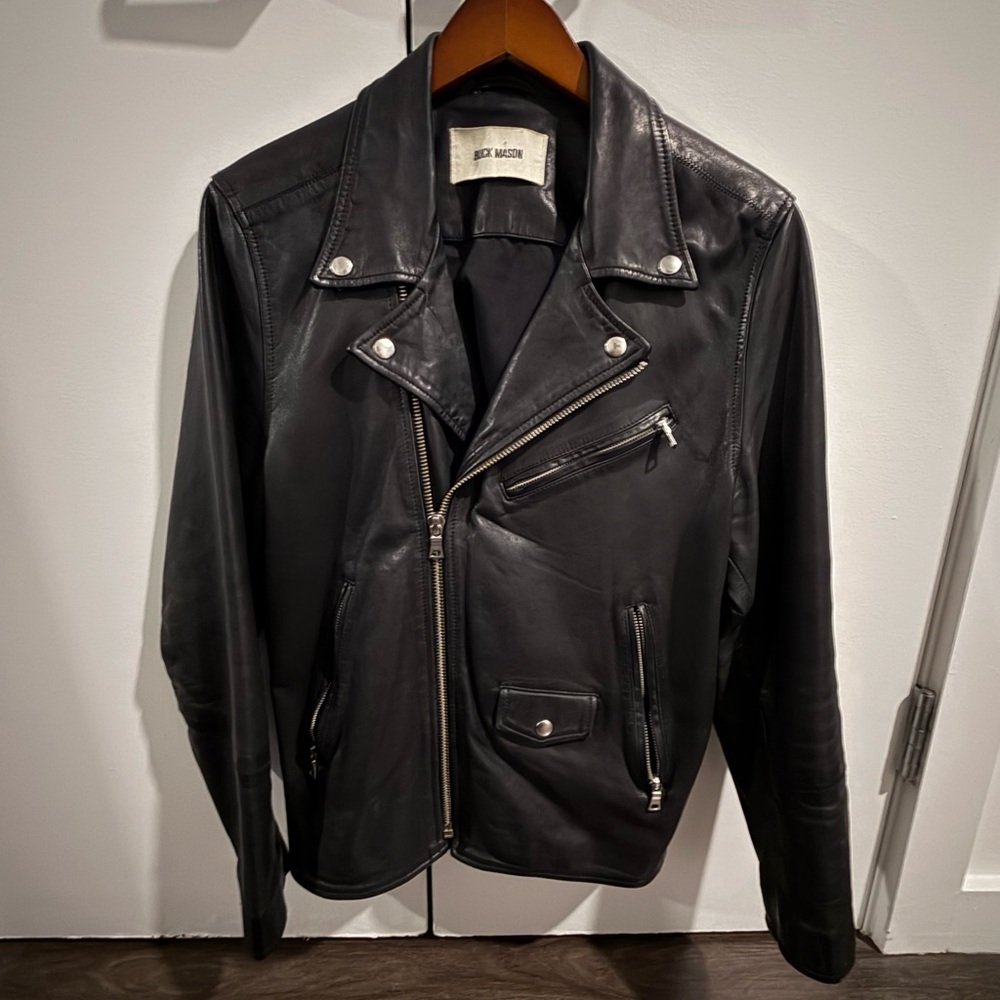 Buck Mason Motorcycle Black Leather Jacket
